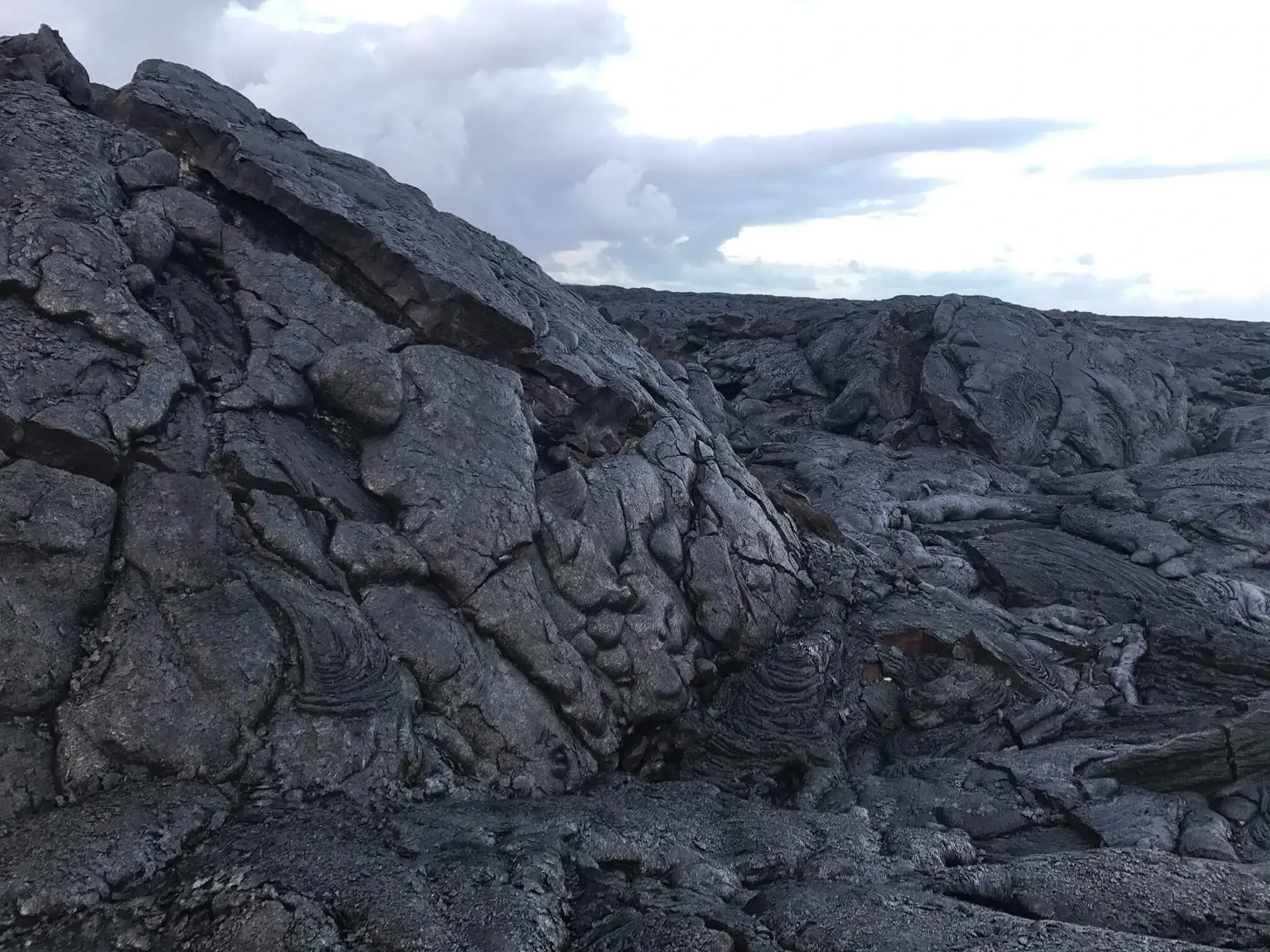 Pahoehoe lava fields stretching across the Big Island